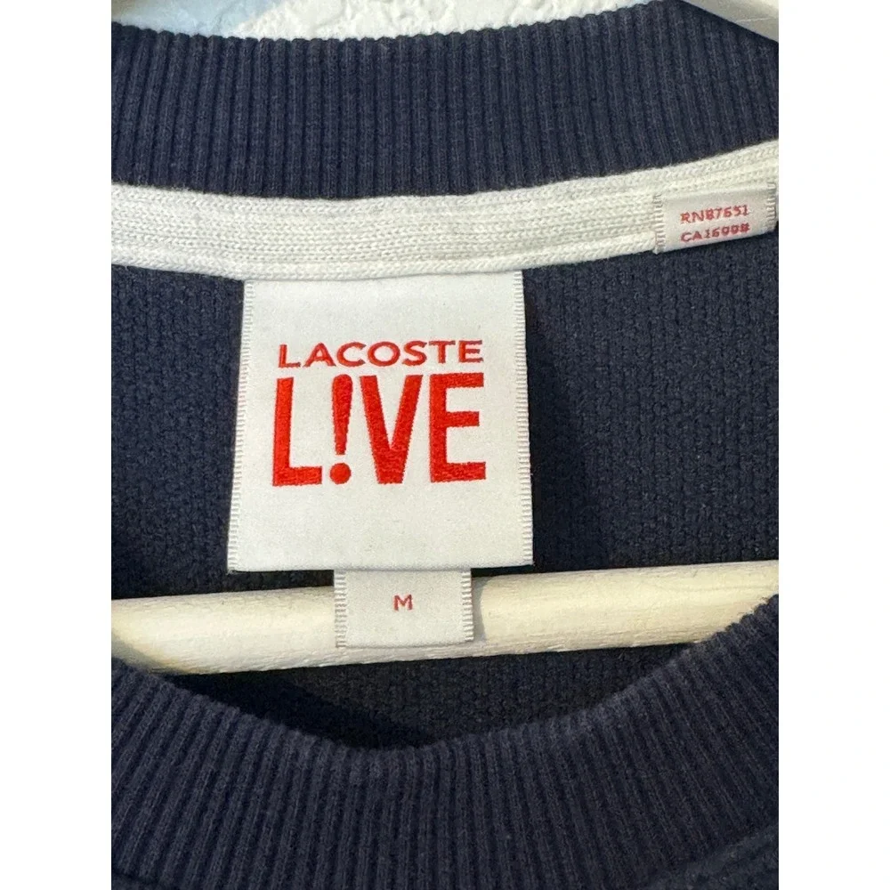 Lacoste LIVE Fleece Sweatshirt Diamond‎ Logo Pullover Navy Blue Mens - Picture 10 of 10